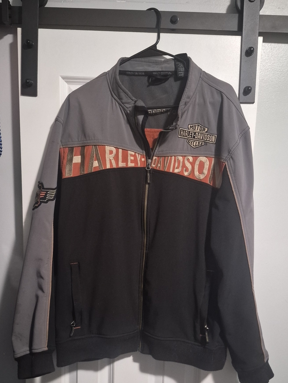 Harley-Davidson Black, Gray & Orange Zip-Up Riding Jacket